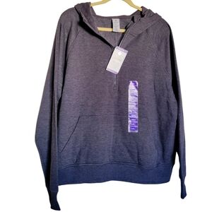 Ribbed Detail Hoodie, quater zip, XXL NWT